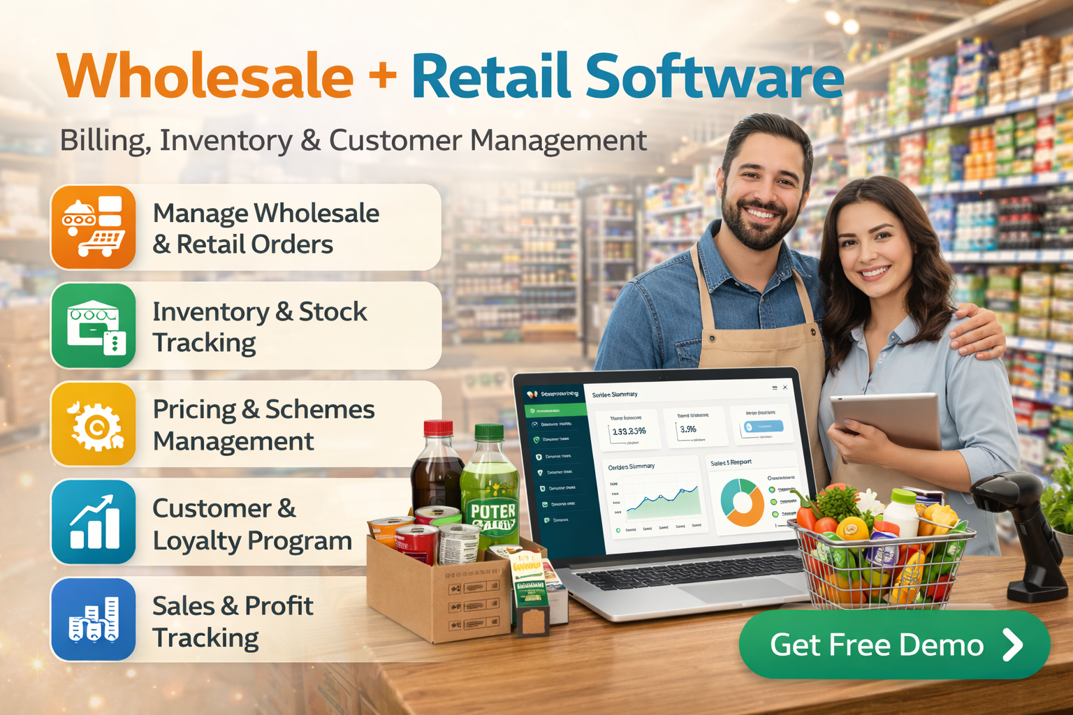 Wholesale retail billing software